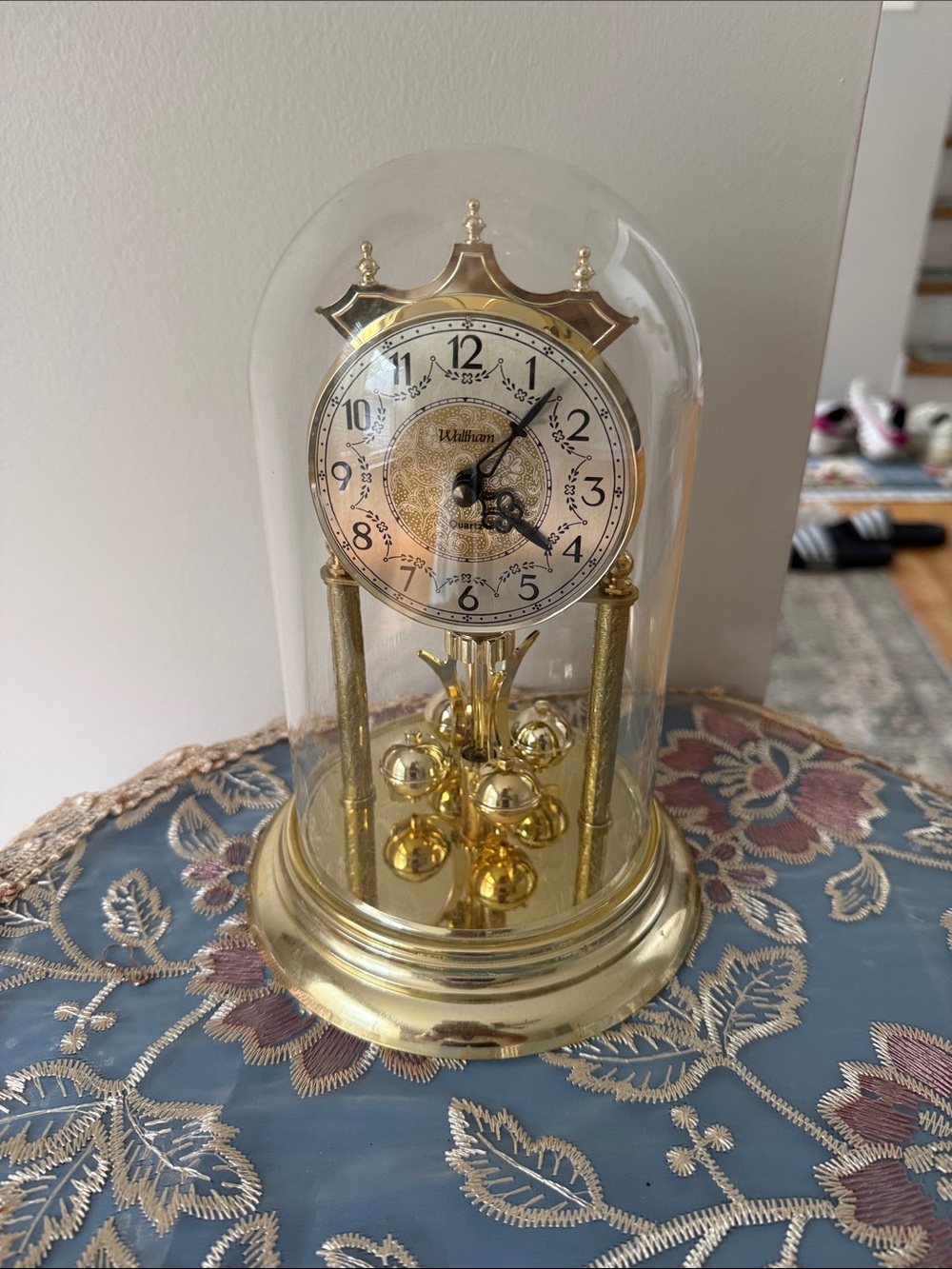 Waltham Gold Anniversary Dome Clock — Polished Brass Finish